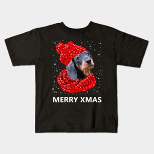 Dachshund Merry Xmas Kids T-Shirt